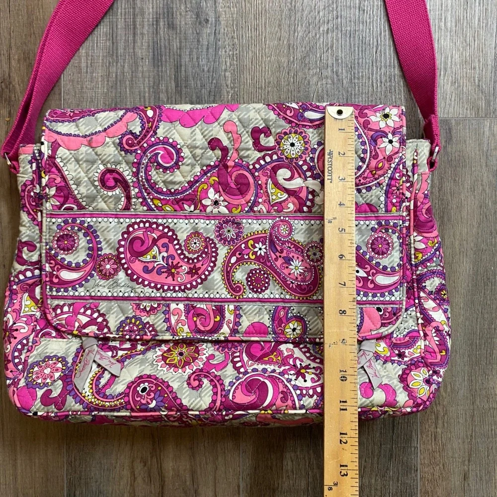 Vera Bradley Paisley Meets Plaid Quilted Messenger Bag Crossbody Laptop Case